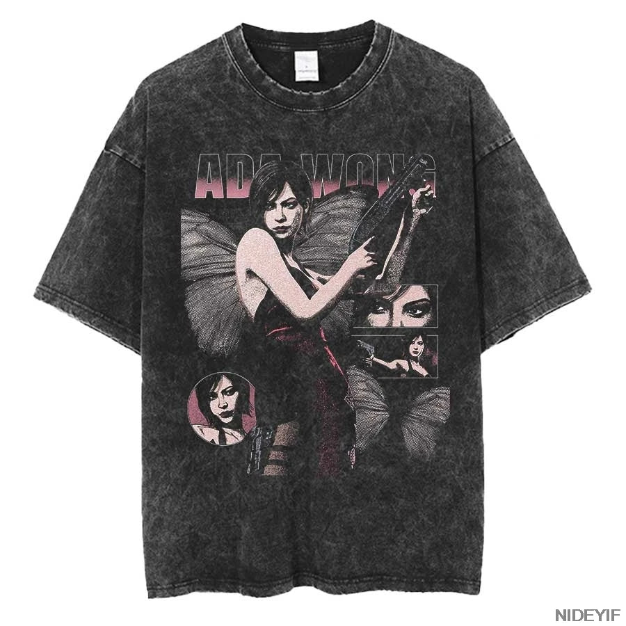 Resident Evil Leon Kennedy Vintage Oversized Tee – Biohazard Print