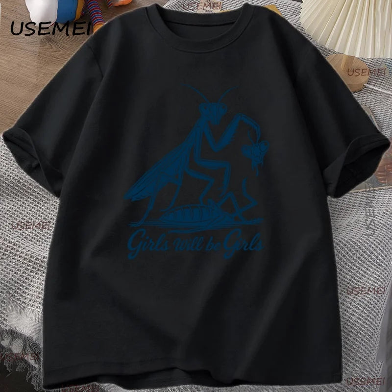 Girls Will Be Girls — Praying Mantis Feminist Graphic Tee - Neon Districts
