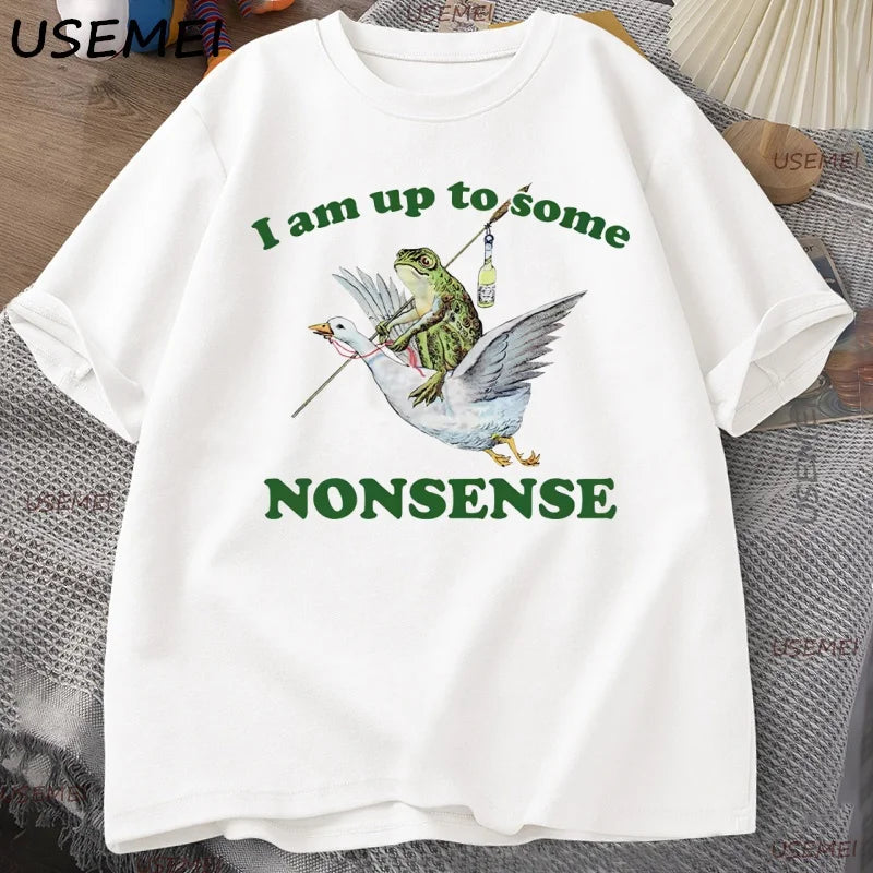 Up to Some Nonsense — Frog Meme Streetwear Graphic Tee - Neon Districts