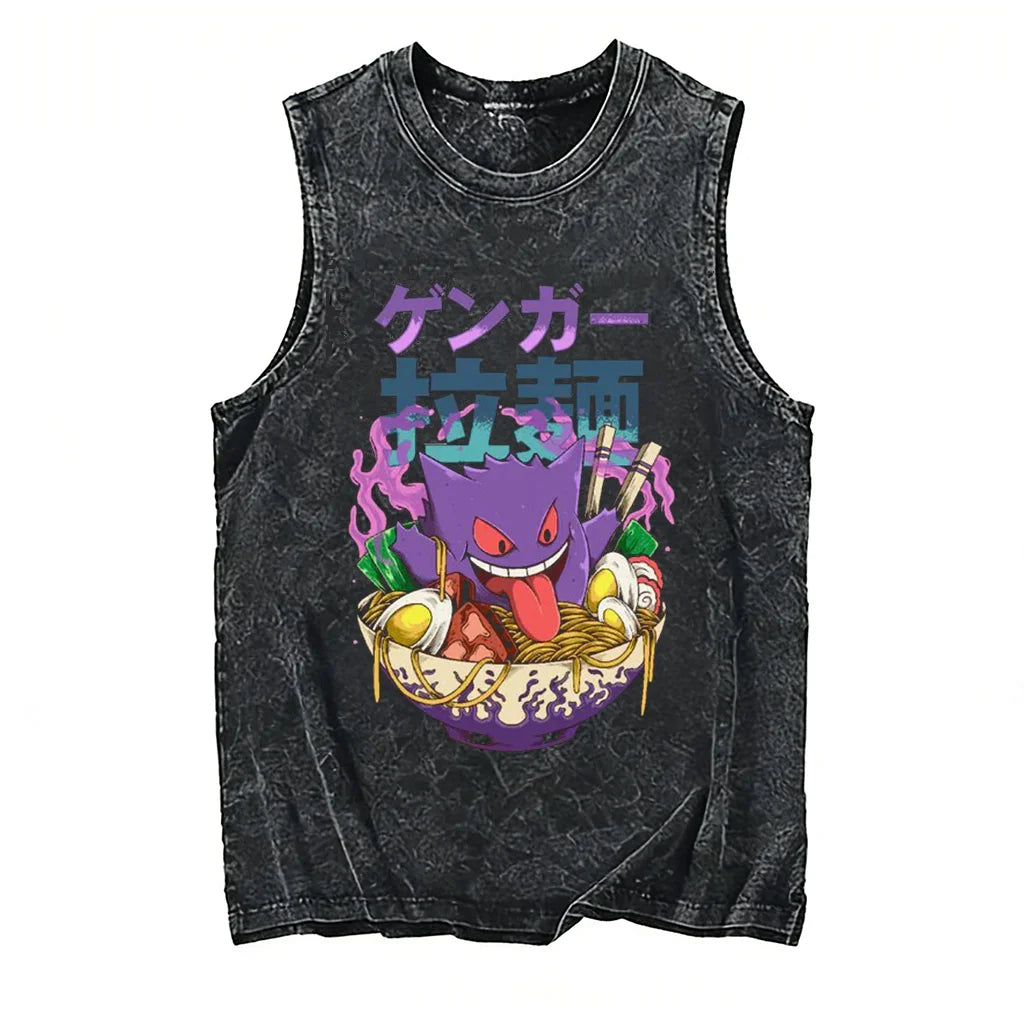 Pokémon — Gengar Ramen Washed Vintage Tank Top - Neon Districts