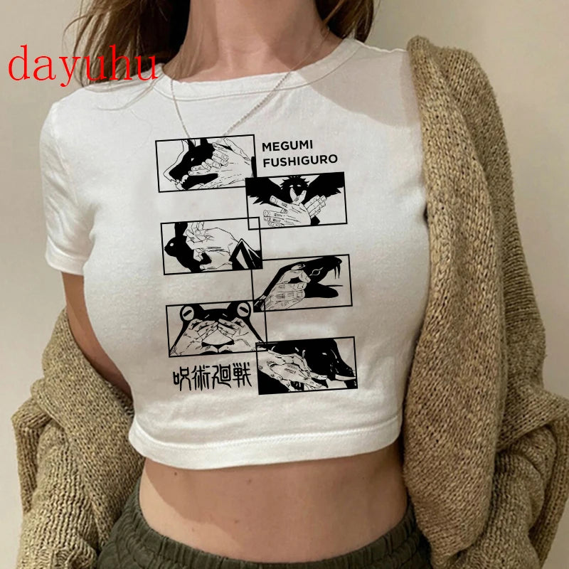 Jujutsu Kaisen Hip-Hop Crop Top – Y2K Gojo & Itadori Tee