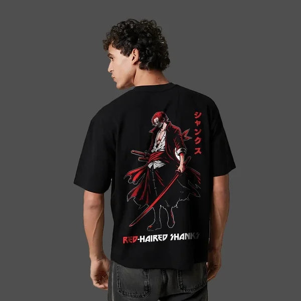 One Piece — Red-Haired Shanks Oversized Cotton Tee - Neon Districts