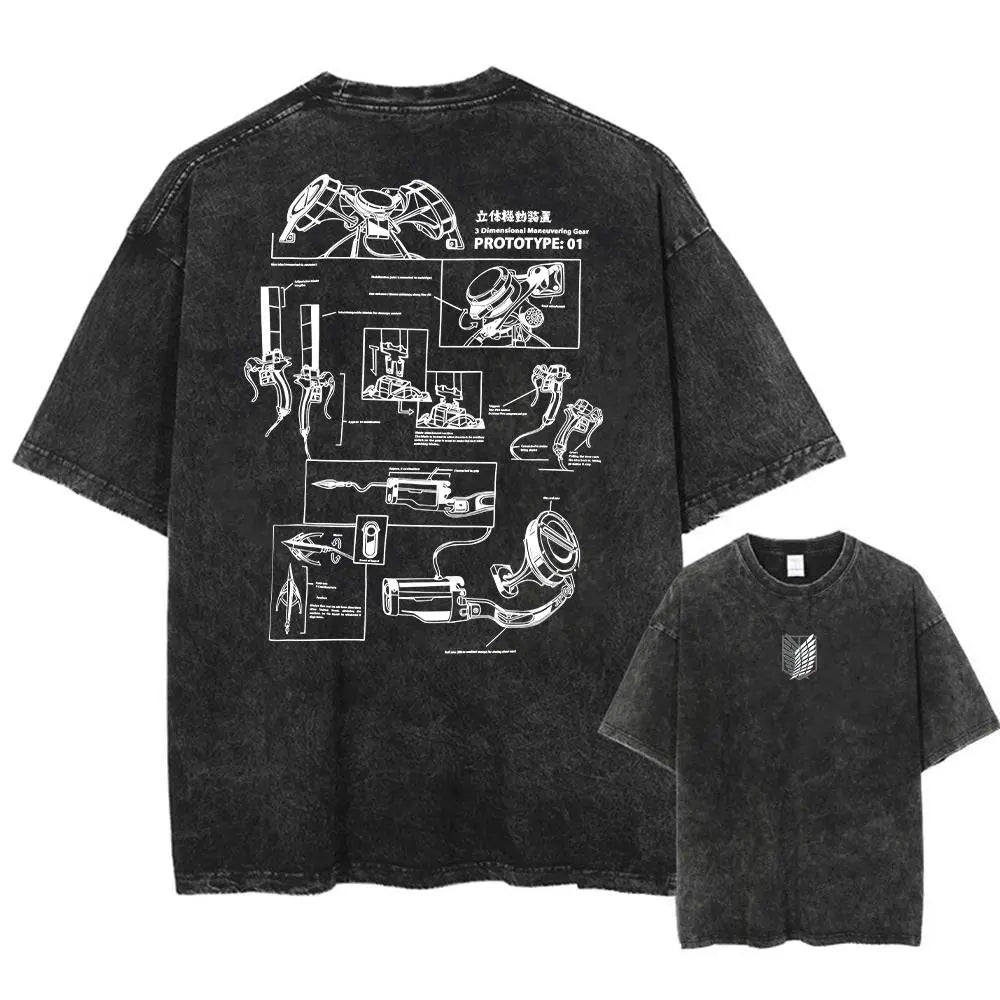 Attack on Titan Harajuku Oversized Tee – Vintage Washed