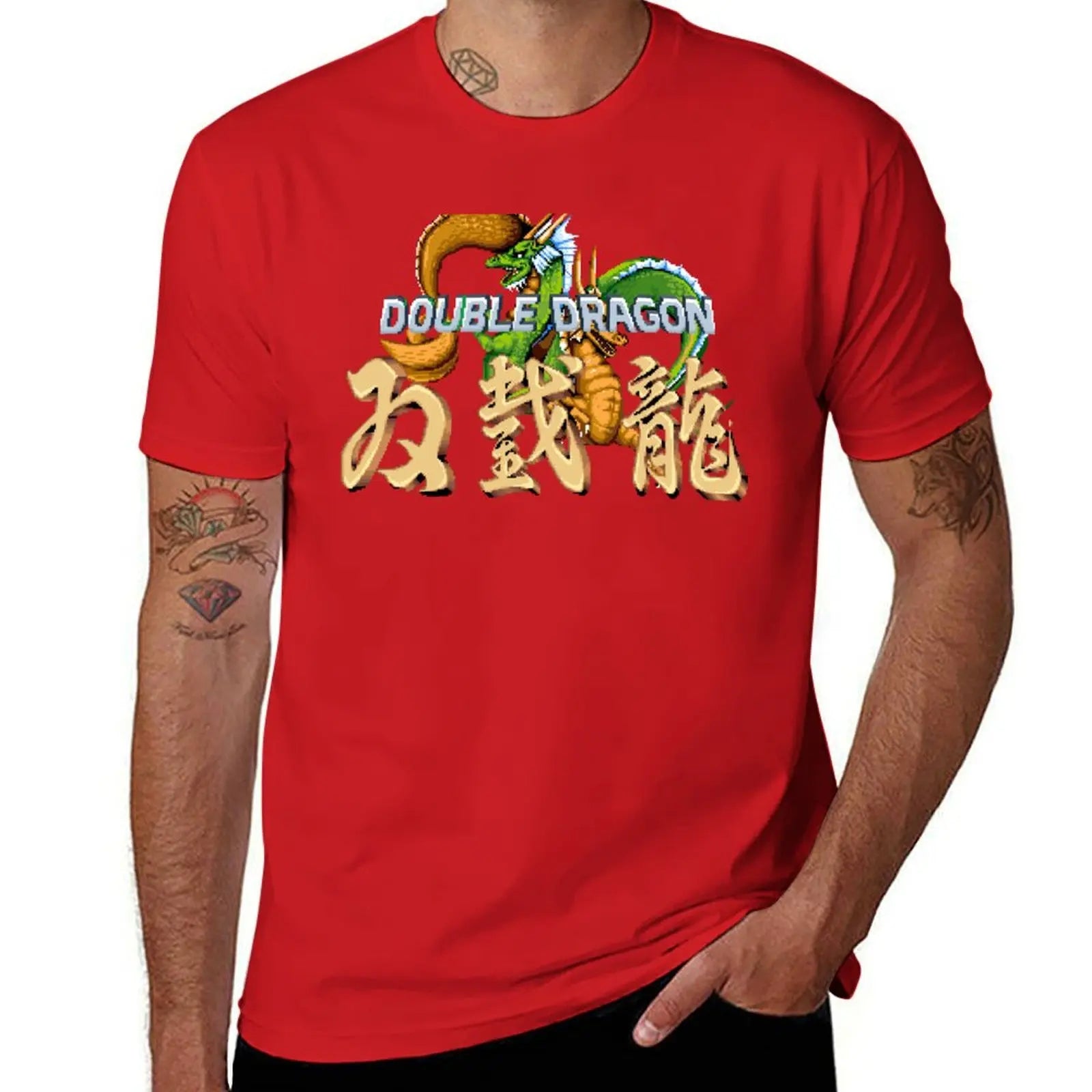 Double Dragon — Arcade Title Pixel Art Vintage Tee - Neon Districts