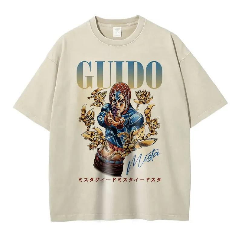 JoJo Steel Ball Run — Gyro Zeppeli Vintage Washed Streetwear Tee - Neon Districts