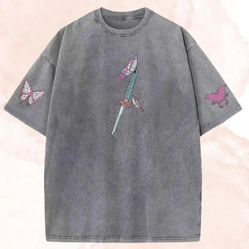 Demon Slayer — Kochou Shinobu Harajuku Washed Tee - Neon Districts