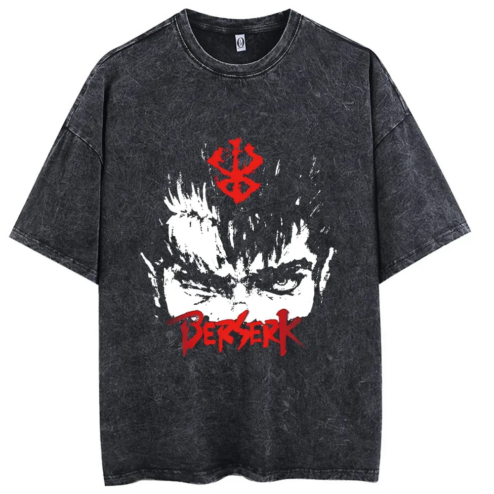 Retro Anime Pattern Hip-Hop Tee – Harajuku Washed Cotton