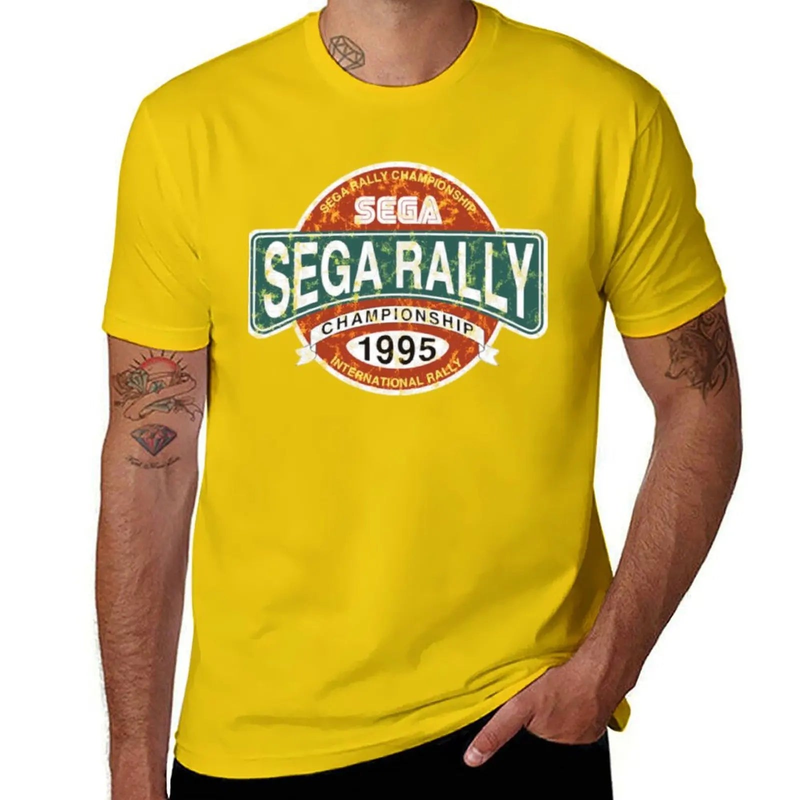 Sega Rally — Championship Distressed Logo Tee - Neon Districts