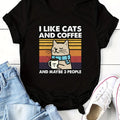 Cat & Coffee Crew Neck Tee - Neon Districts
