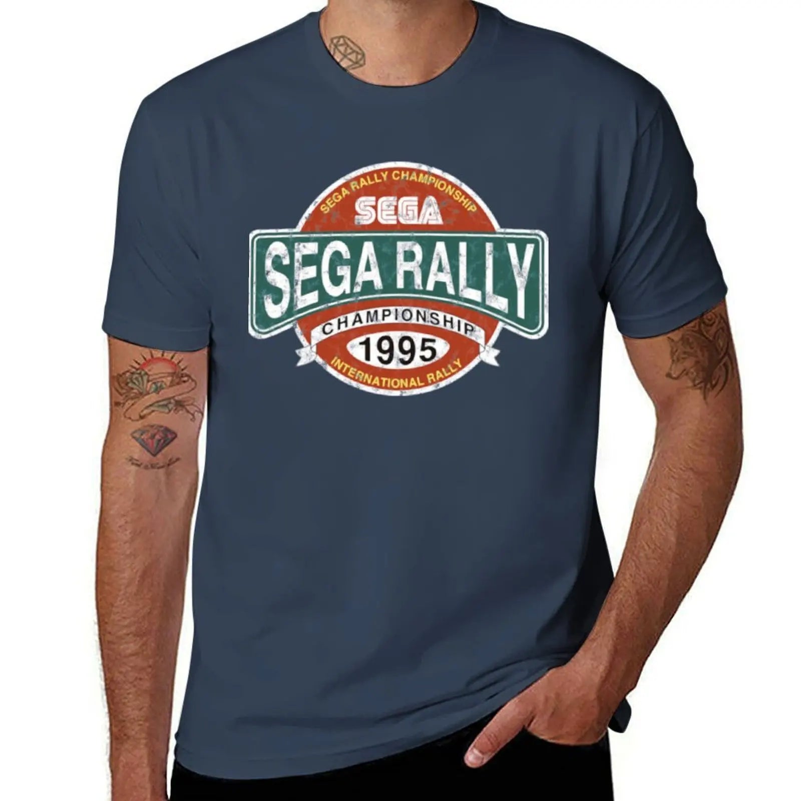Sega Rally — Championship Distressed Logo Tee - Neon Districts