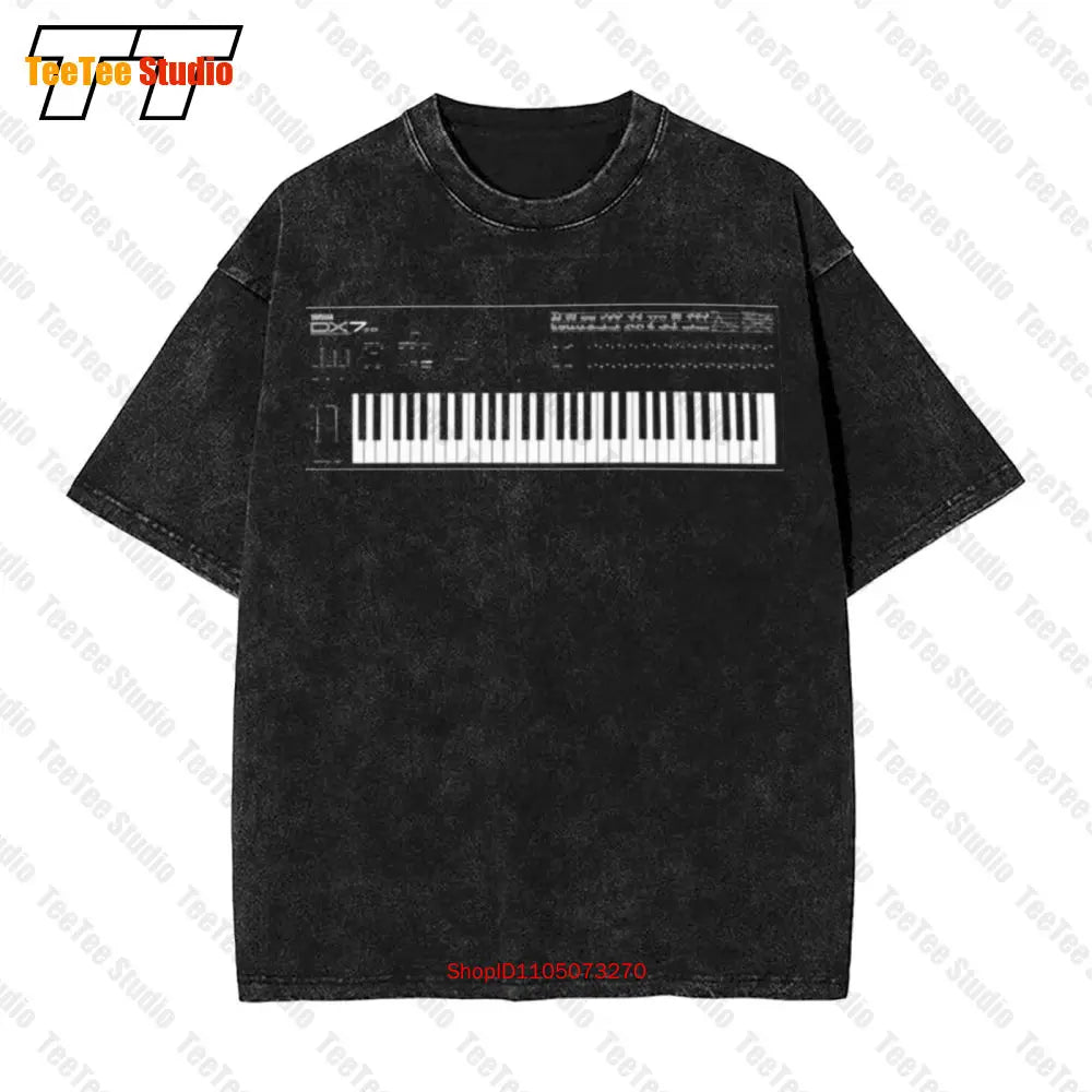 DX7 Synthesizer History — Vintage Oversized Music Keyboard Tee - Neon Districts