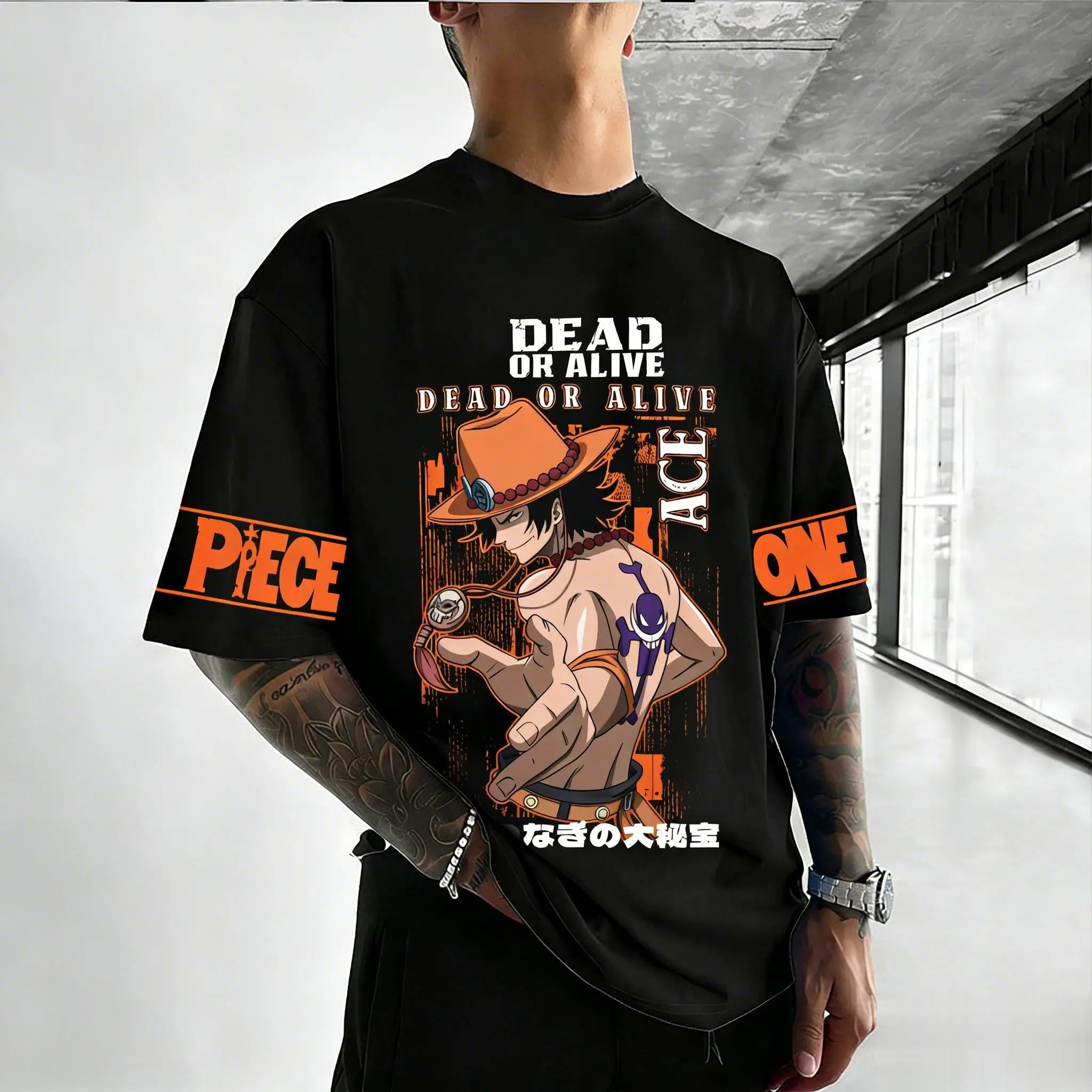 One Piece — Portgas D. Ace Streetwear Graphic Tee - Neon Districts