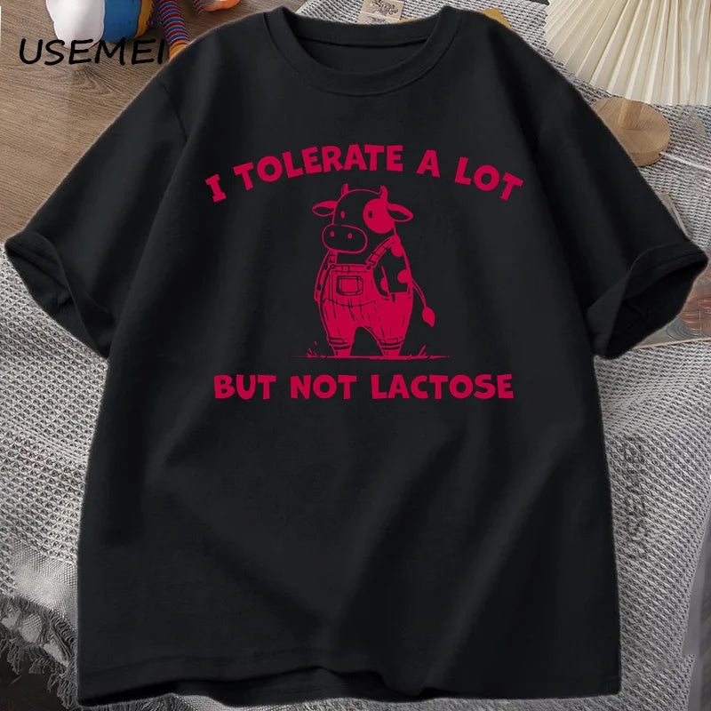 Lactose Intolerant — Cute Cow Y2K Humor Meme Graphic Tee - Neon Districts