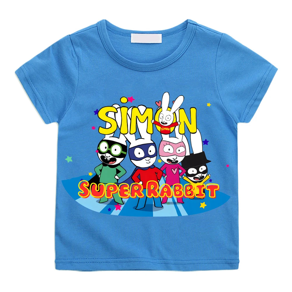 Simon Super Rabbit Kawaii Kids Tee - Neon Districts