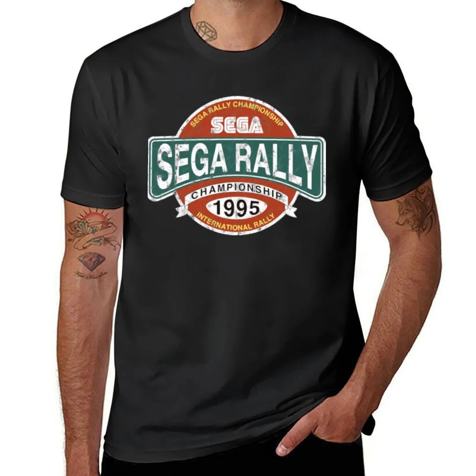 Sega Rally — Championship Distressed Logo Tee - Neon Districts