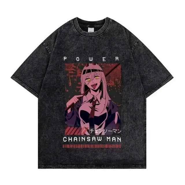 Chainsaw Man Retro Washed Hip-Hop Tee