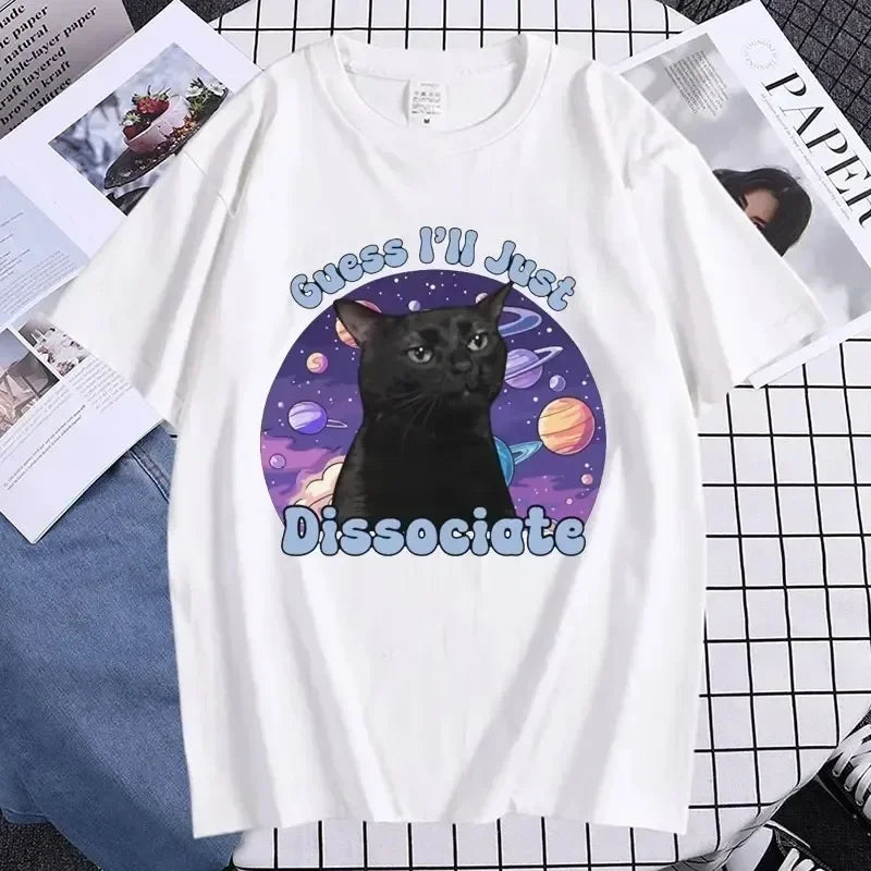 Black Cat Meme — Vintage Women's Graphic Tee - Neon Districts
