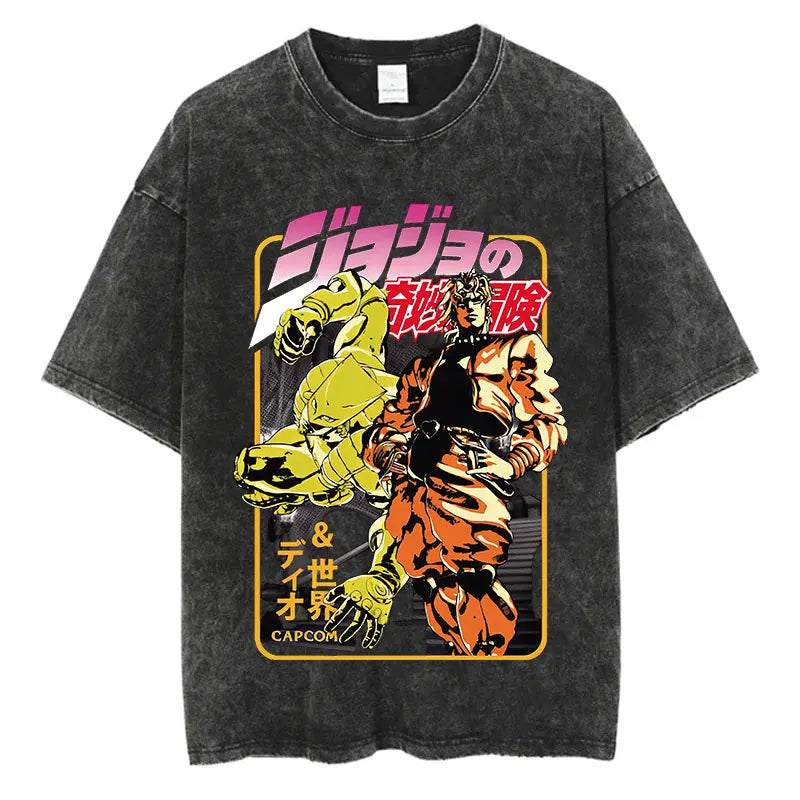 JoJo's Bizarre Adventure — Vintage Washed Hip Hop Streetwear Tee - Neon Districts
