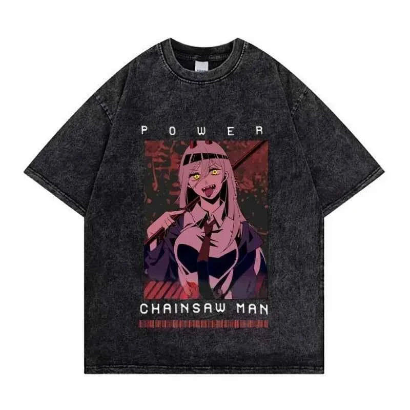 Chainsaw Man Retro Washed Hip-Hop Tee