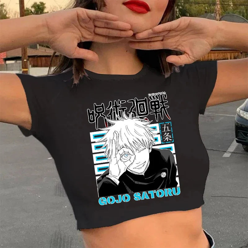 Jujutsu Kaisen Crop Top – Gojo Satoru & Itadori Gothic Tee