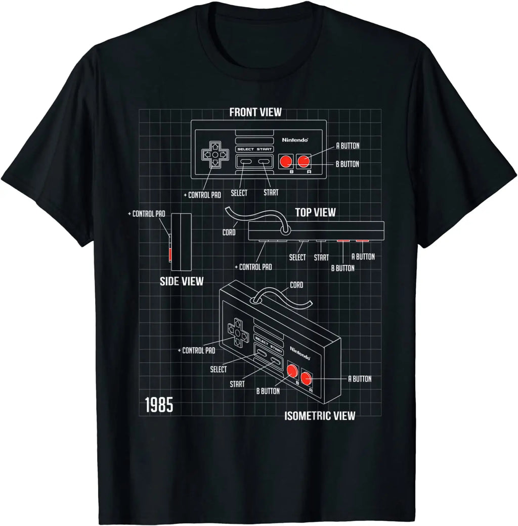 Nintendo NES — Controller Parts Schematic Graphic Tee - Neon Districts