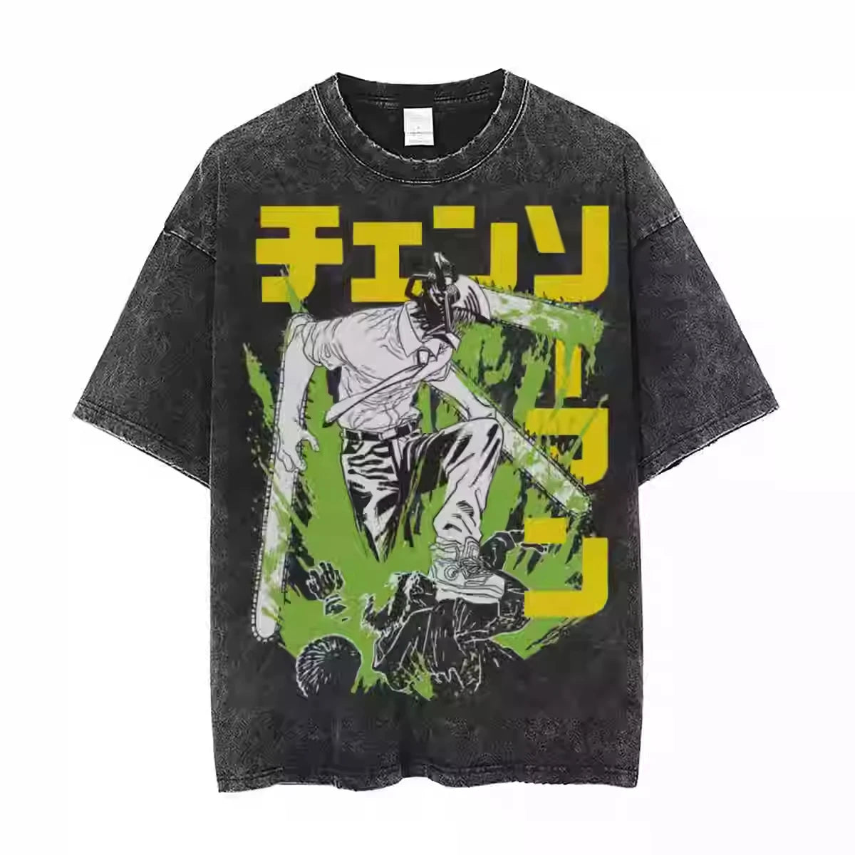 Chainsaw Man — Full Cast Washed Oversized Tee - Neon Districts