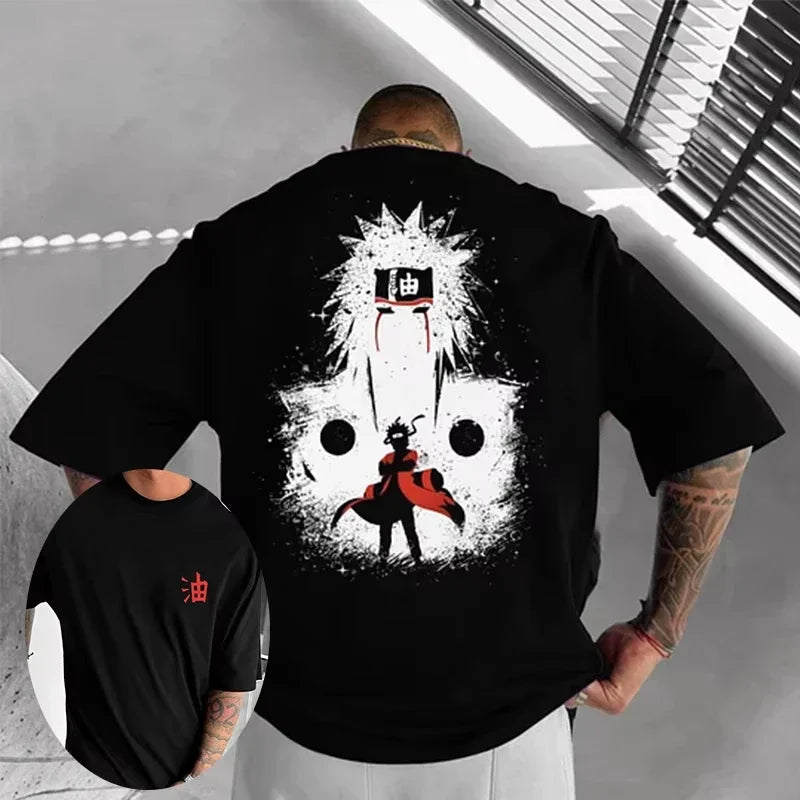 Japanese Anime Hip-Hop Oversized Tee – Casual Cotton Print