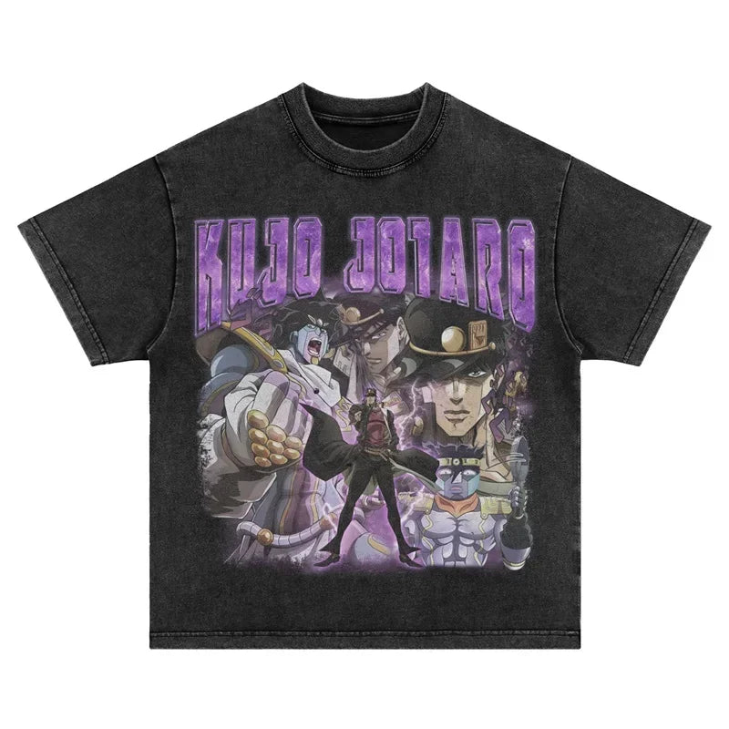 JoJo Steel Ball Run — Gyro Zeppeli Vintage Washed Streetwear Tee - Neon Districts