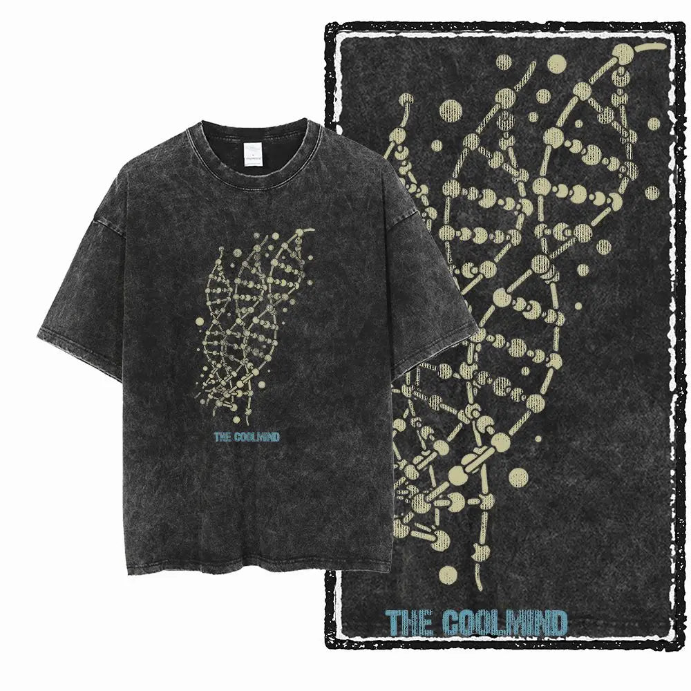 G12 Acid Washed Black Streetwear Tee – Oversized Vintage O-Neck