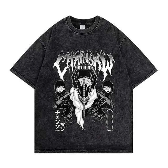 Chainsaw Man Retro Washed Hip-Hop Tee