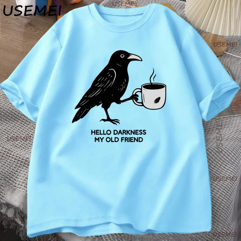 Crow & Coffee — Vintage Halloween Fall Crew Neck Graphic Tee - Neon Districts