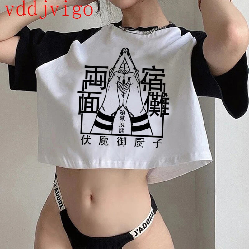 Jujutsu Kaisen Crop Top – Gojo Satoru & Itadori Gothic Tee