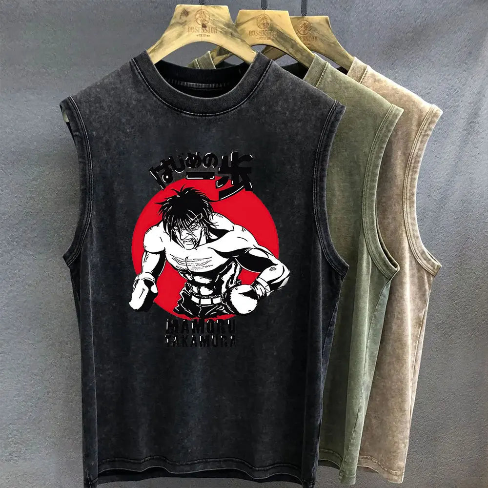 Hajime no Ippo — Vintage Washed Gym Tank Top - Neon Districts