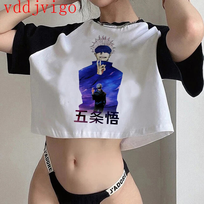 Jujutsu Kaisen Crop Top – Gojo Satoru & Itadori Gothic Tee