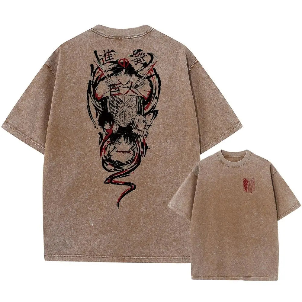 Attack on Titan Harajuku Oversized Tee – Vintage Washed
