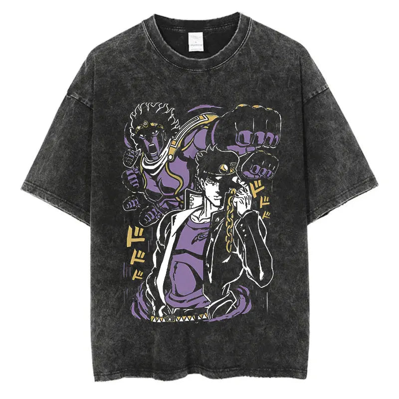 JoJo's Bizarre Adventure — Vintage Washed Hip Hop Streetwear Tee - Neon Districts