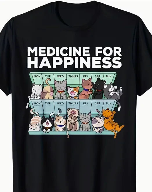 Happiness Medicine — Cat Box Design Women's Plus Size Graphic Tee - Neon Districts