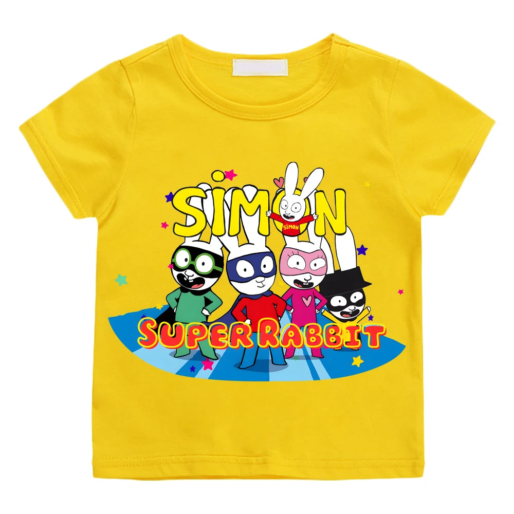 Simon Super Rabbit Kawaii Kids Tee - Neon Districts