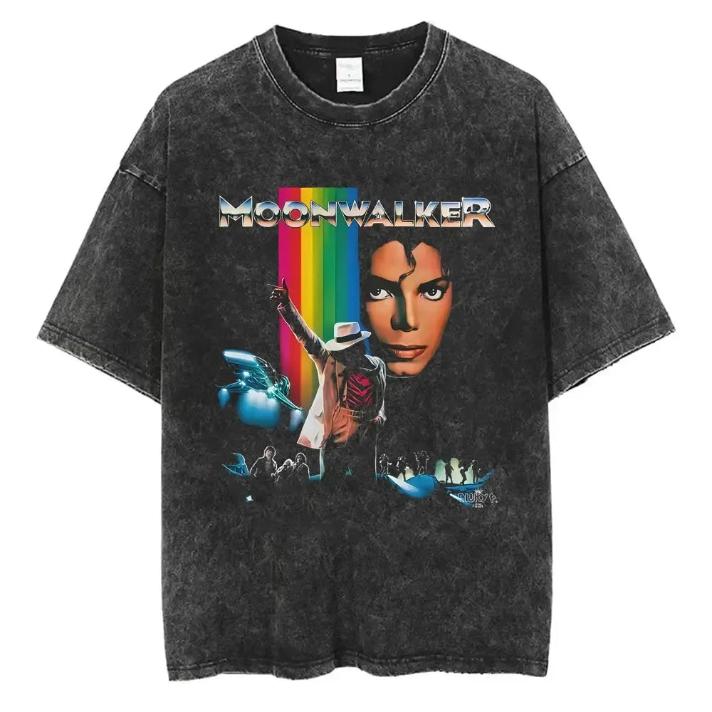 MJ King of Pop Washed Vintage Tee - Neon Districts