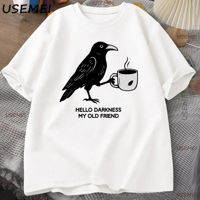 Crow & Coffee — Vintage Halloween Fall Crew Neck Graphic Tee - Neon Districts