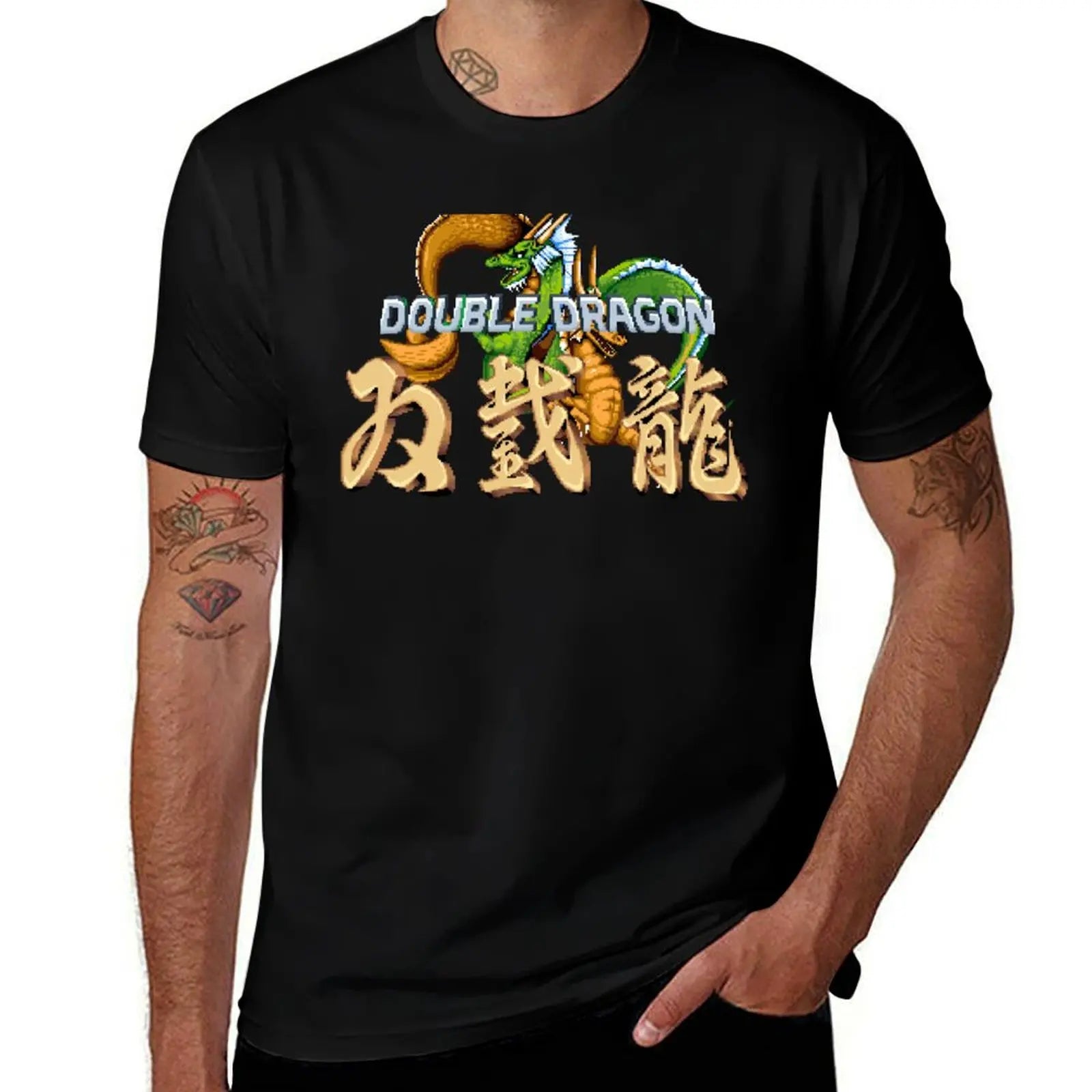 Double Dragon — Arcade Title Pixel Art Vintage Tee - Neon Districts