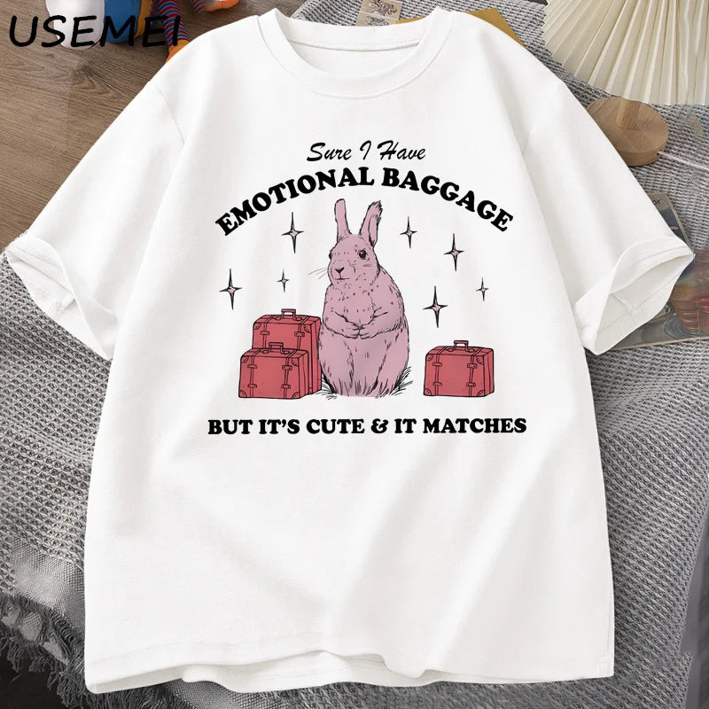 Sure, I Have Emotional Baggage — Vintage Rabbit Meme Women's Tee - Neon Districts