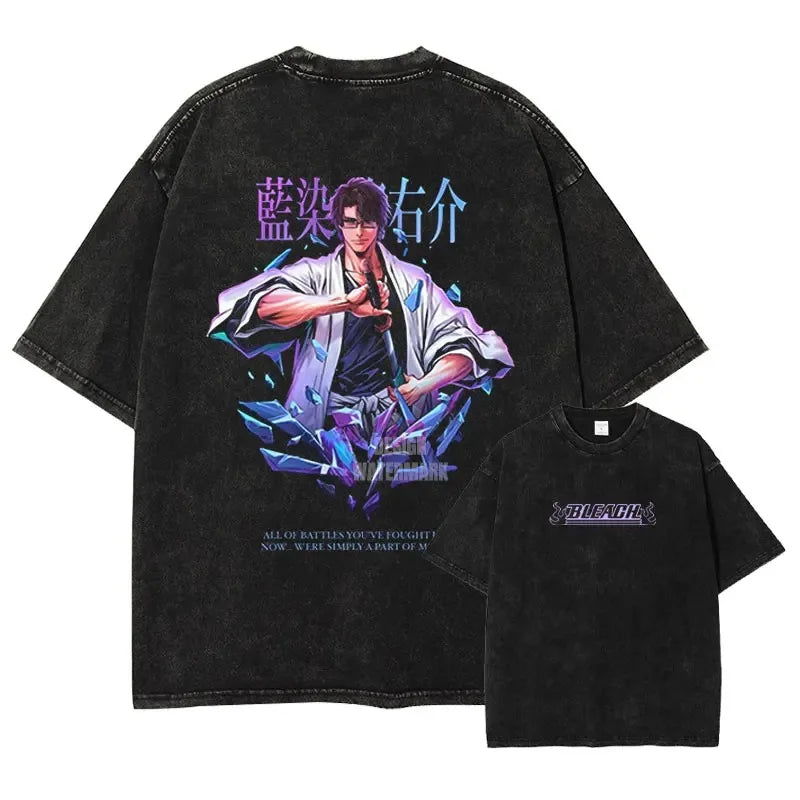 Bleach Aizen Sousuke Graphic Tee – Vintage Washed Oversized
