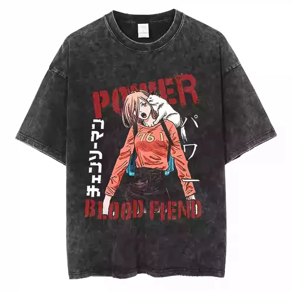Chainsaw Man — Full Cast Washed Oversized Tee - Neon Districts