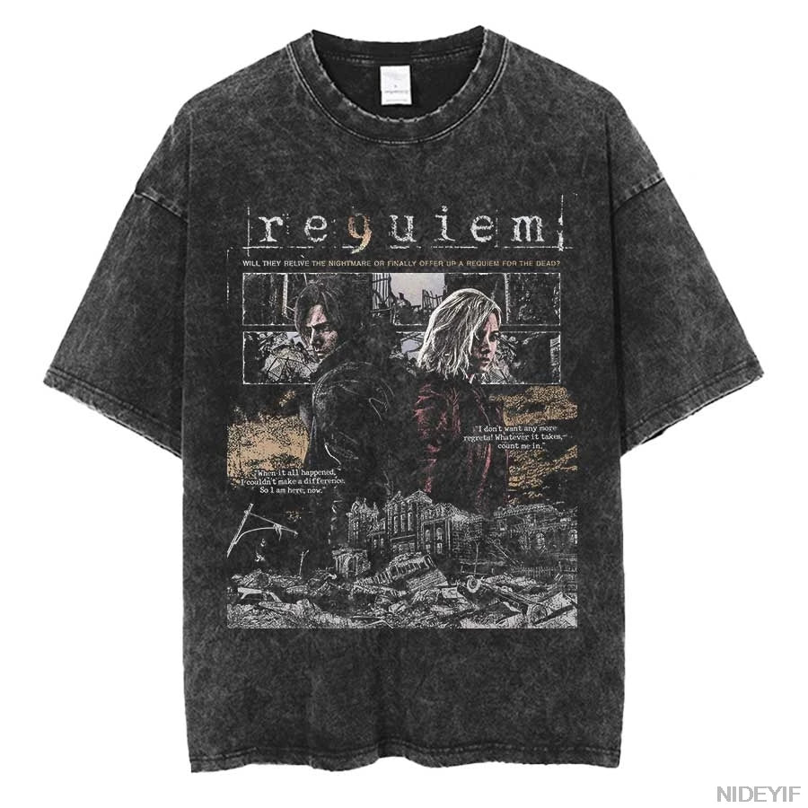 Resident Evil Leon Kennedy Vintage Oversized Tee – Biohazard Print