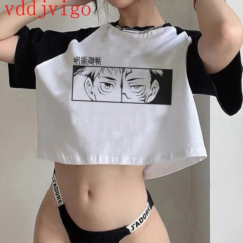 Jujutsu Kaisen Gothic Crop Top – Gojo Satoru Cropped Tee